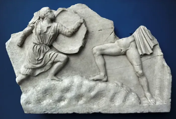 Framed Print : Relief with Amazonomachy. Athens, Greece. 2nd century AD Framed Print : Relief with Amazonomachy. Athens, Greece. 2nd century AD