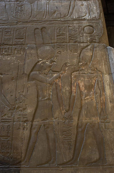 Relief depicting the god Monthu offering the ankh to the ph