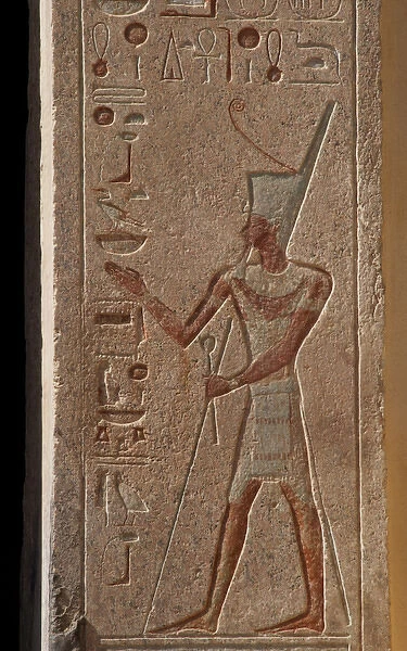 Relief depicting Hatshepsut and hieroglyph on the walls. Tem