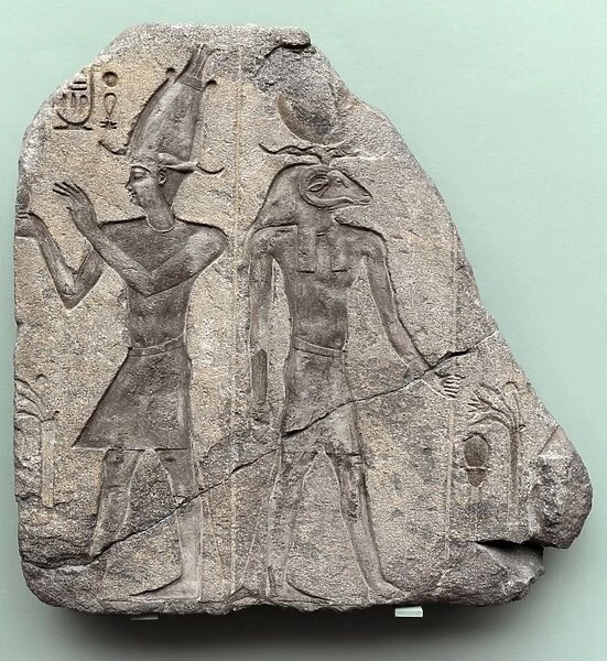 Relief of a king and a ram-headed god. Egypt