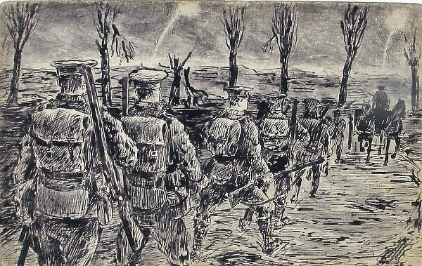 A Relief Party making their way up the trenches