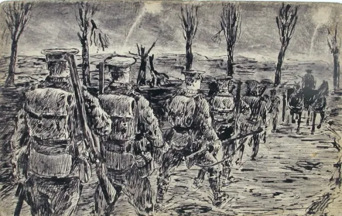 Framed Print : A Relief Party making their way up the trenches Framed Print : A Relief Party making their way up the trenches