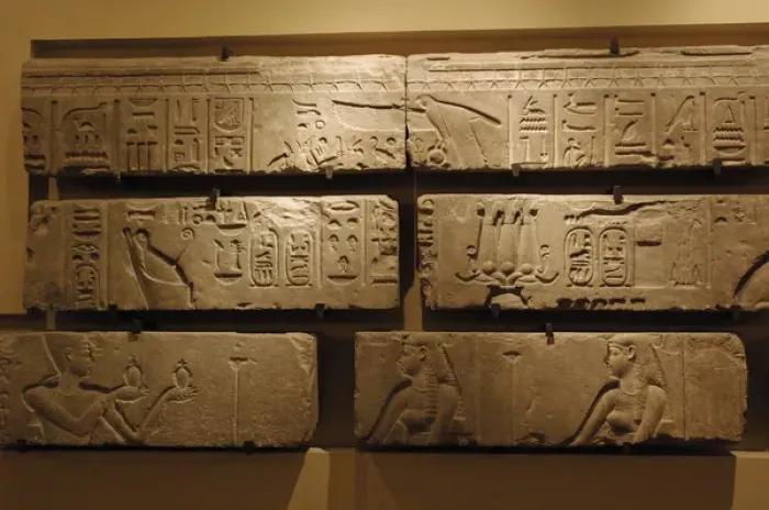 Framed Print : Reliefs from the temple of Ptolemy I Soter (367-283 BC) in S Framed Print : Reliefs from the temple of Ptolemy I Soter (367-283 BC) in S