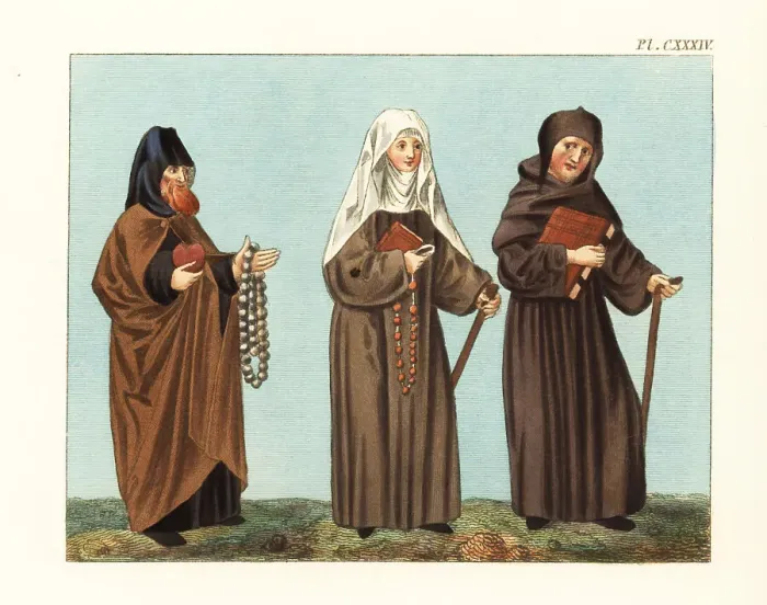 Framed Print : Religious habits of the 15th century Framed Print : Religious habits of the 15th century