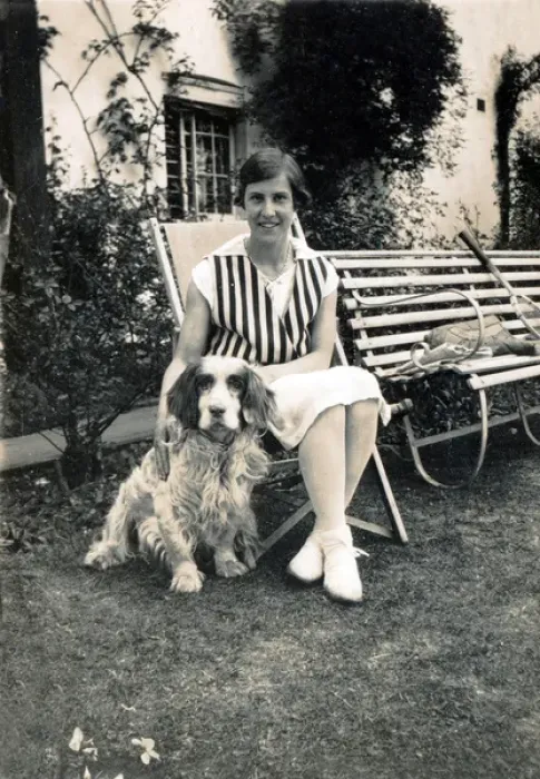 Framed Print : Rene Fraser with dog Framed Print : Rene Fraser with dog