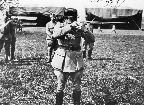 Rene Paul Fonck, French aviator, firing a gun