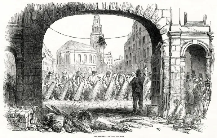 Framed Print : The Repaving of the Strand, London 1851 Framed Print : The Repaving of the Strand, London 1851