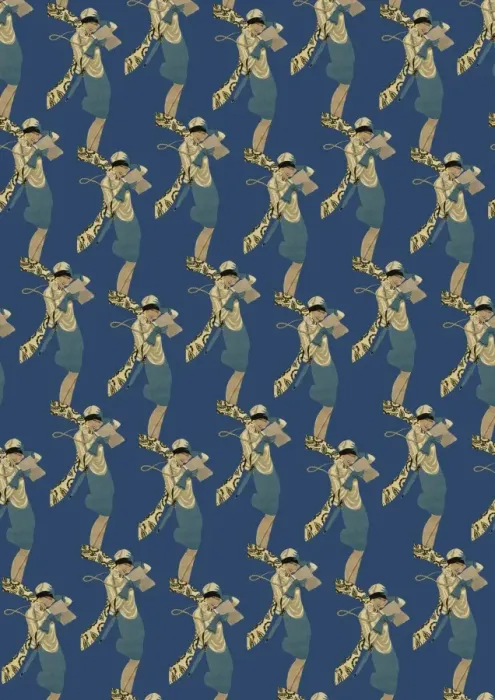 Framed Print : Repeating Pattern - Art Deco Woman