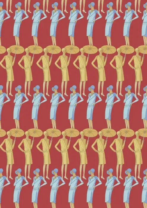 Framed Print : Repeating Pattern - Art Deco Women Framed Print : Repeating Pattern - Art Deco Women