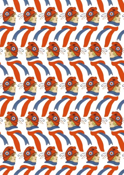 Framed Print : Repeating Pattern - French girl in Tricolore scarf / hat Framed Print : Repeating Pattern - French girl in Tricolore scarf / hat