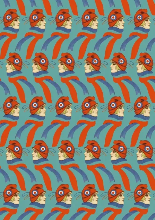 Framed Print : Repeating Pattern - French girl in Tricolore scarf / hat Framed Print : Repeating Pattern - French girl in Tricolore scarf / hat