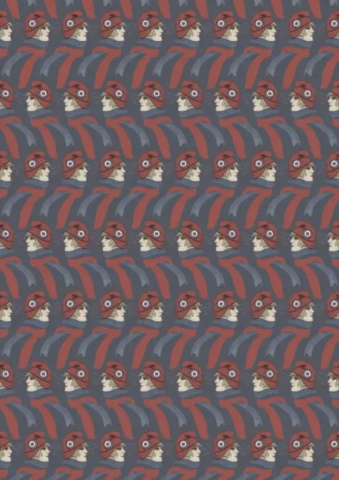 Framed Print : Repeating Pattern - French girl in Tricolore scarf / hat Framed Print : Repeating Pattern - French girl in Tricolore scarf / hat