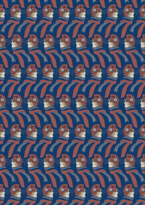 Framed Print : Repeating Pattern - French girl in Tricolore scarf / hat Framed Print : Repeating Pattern - French girl in Tricolore scarf / hat