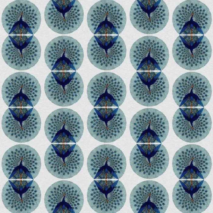 Framed Print : Repeating Pattern - peacocks, white Framed Print : Repeating Pattern - peacocks, white