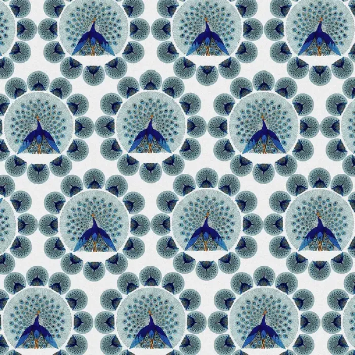 Framed Print : Repeating Pattern - peacocks, white Framed Print : Repeating Pattern - peacocks, white