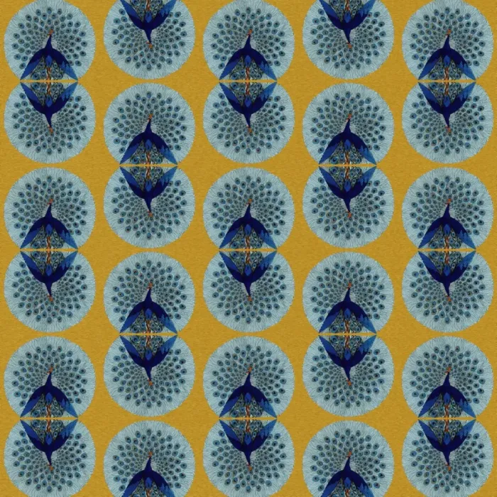 Framed Print : Repeating Pattern - peacocks, yellow Framed Print : Repeating Pattern - peacocks, yellow