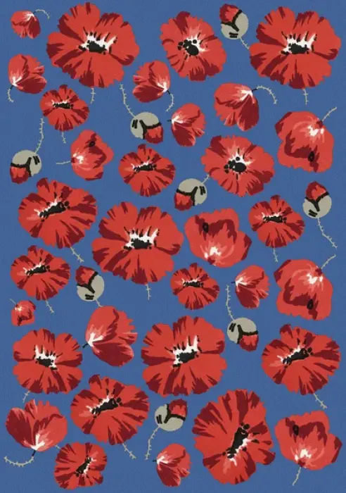Framed Print : Repeating Pattern - Poppies - Blue background Framed Print : Repeating Pattern - Poppies - Blue background