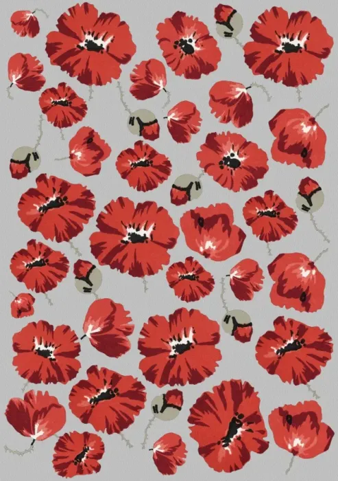 Framed Print : Repeating Pattern - Poppies - Grey background Framed Print : Repeating Pattern - Poppies - Grey background