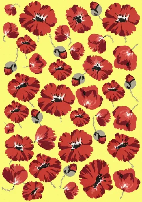 Framed Print : Repeating Pattern - Poppies - Yellow background Framed Print : Repeating Pattern - Poppies - Yellow background