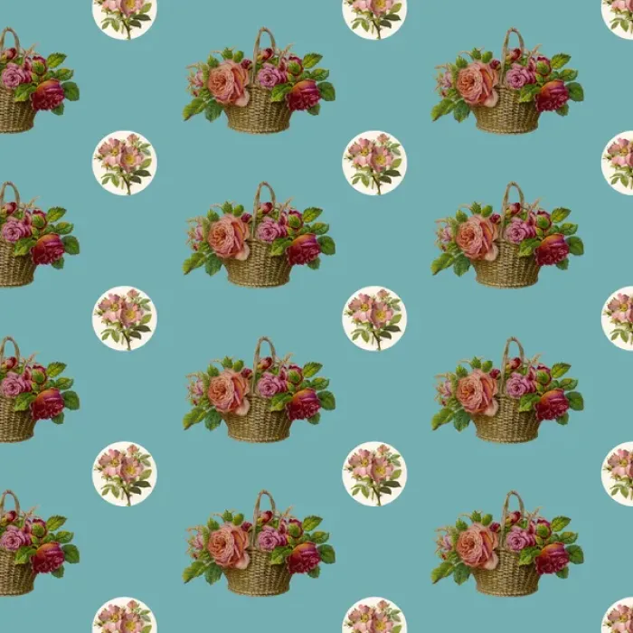Framed Print : Repeating Pattern - Roses in a Basket Framed Print : Repeating Pattern - Roses in a Basket