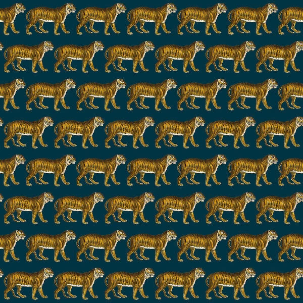 Repeating Pattern - Tigers - dark navy blue background