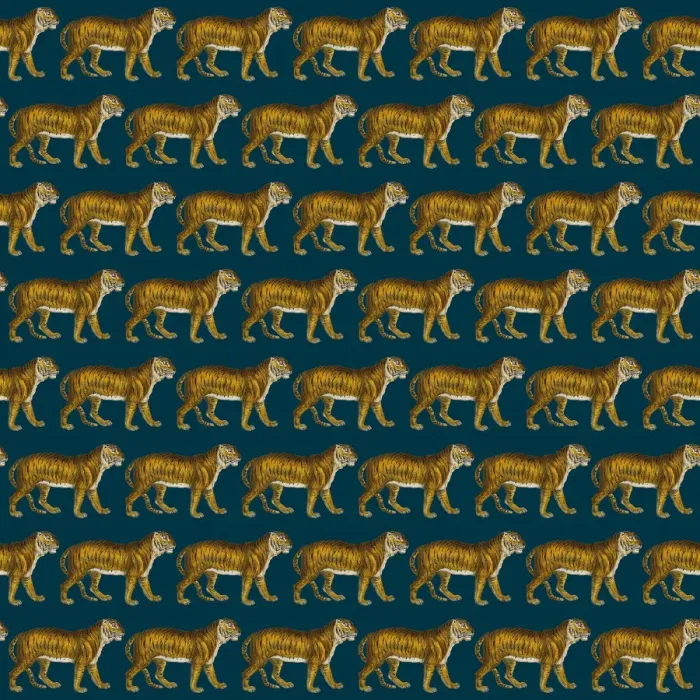 Framed Print : Repeating Pattern - Tigers - dark navy blue background Framed Print : Repeating Pattern - Tigers - dark navy blue background