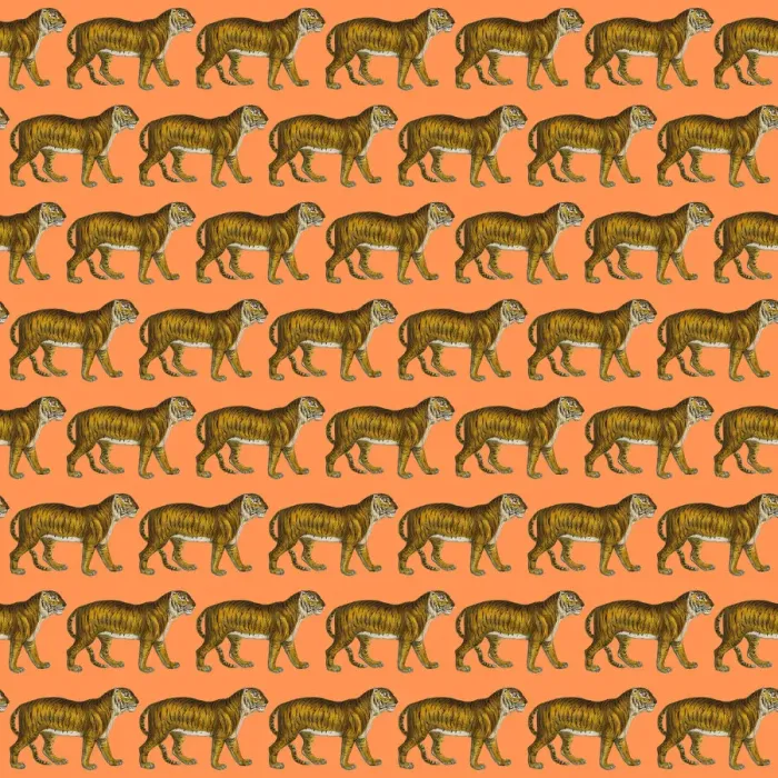 Framed Print : Repeating Pattern - Tigers - orange background Framed Print : Repeating Pattern - Tigers - orange background