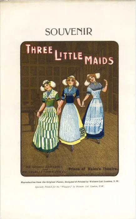 Framed Print : Reproduction of the poster, printed by Weiner s, for Three Little Maids staged Framed Print : Reproduction of the poster, printed by Weiner s, for Three Little Maids staged