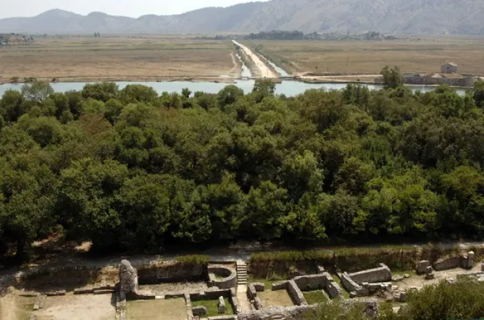 Framed Print : REPUBLIC OF ALBANIA. Butrint. Ruins of the theater area