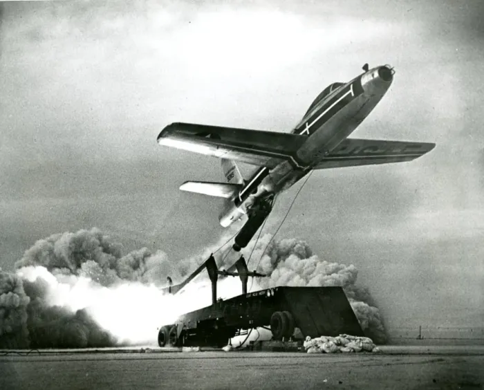 Framed Print : A Republic F-84 Thunderjet is launched from a Martin Air? Framed Print : A Republic F-84 Thunderjet is launched from a Martin Air?