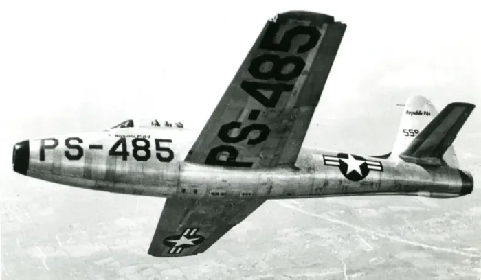 Framed Print : Republic YP-84A Thunderjet, 45-59485 Framed Print : Republic YP-84A Thunderjet, 45-59485