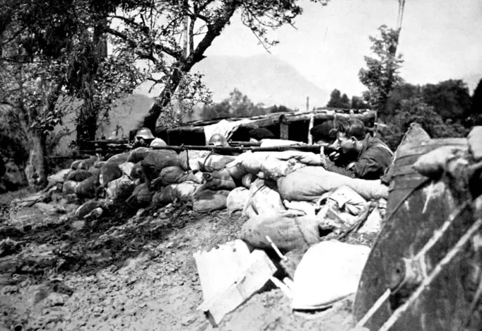 Framed Print : Republican Troops in a fortified position, near San Sebastia Framed Print : Republican Troops in a fortified position, near San Sebastia