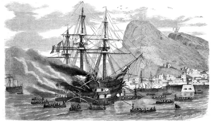 Framed Print : The Rescue of Zouaves on board the Prince Jerome, on fire Framed Print : The Rescue of Zouaves on board the Prince Jerome, on fire
