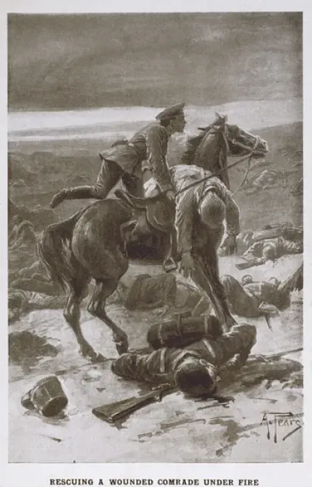 Framed Print : Rescuing a wounded comrade under fire - WWI Framed Print : Rescuing a wounded comrade under fire - WWI