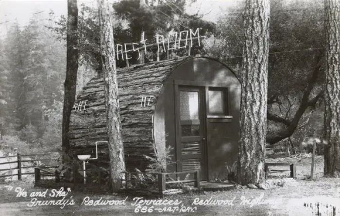 Framed Print : Rest Room, Grundys Redwood Terraces, California, USA Framed Print : Rest Room, Grundys Redwood Terraces, California, USA
