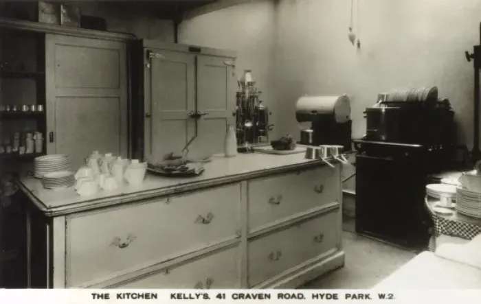 Framed Print : Restaurant kitchen in the late 1930s Framed Print : Restaurant kitchen in the late 1930s