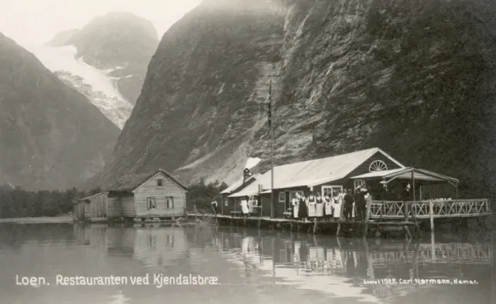 Framed Print : Restaurant and Kjendal Glacier, Loen, Norway Framed Print : Restaurant and Kjendal Glacier, Loen, Norway