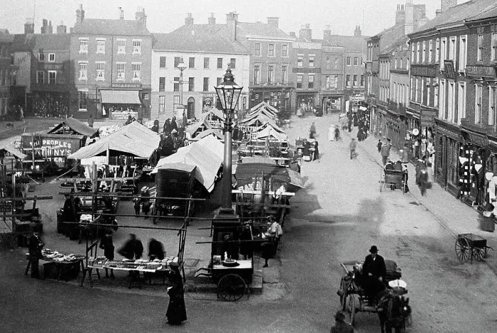 Framed Print : Retford Market Square early 1900s Framed Print : Retford Market Square early 1900s