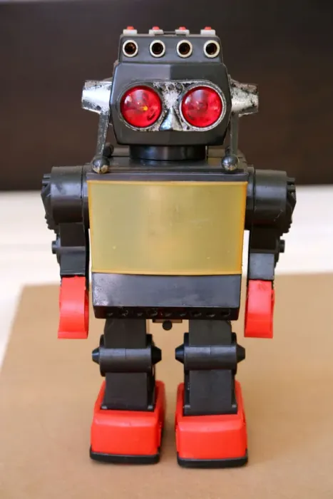 Framed Print : Retro Toy Walking Plastic Robot - Grey Body (2 / 2) Framed Print : Retro Toy Walking Plastic Robot - Grey Body (2 / 2)