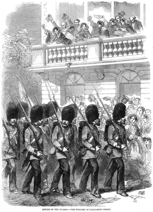 Framed Print : Return of the guards from Crimea, Parliament Street Framed Print : Return of the guards from Crimea, Parliament Street
