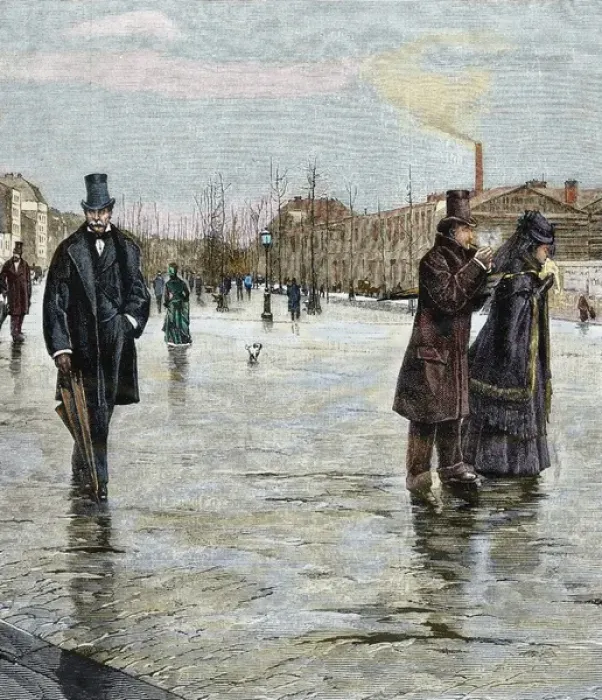 Framed Print : Returning from a funeral. Colored engraving Framed Print : Returning from a funeral. Colored engraving