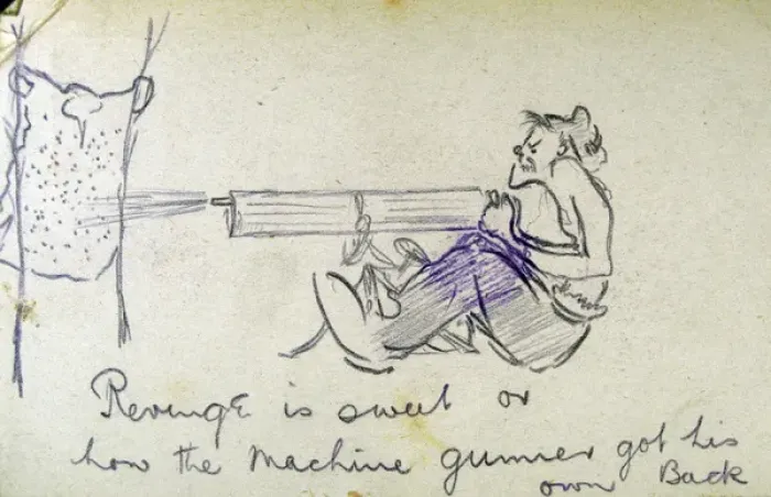 Framed Print : Revenge is sweet - machine gunner gets own back Framed Print : Revenge is sweet - machine gunner gets own back