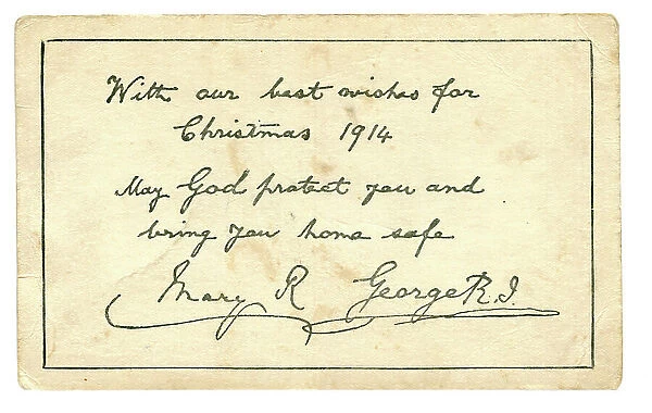 Reverse of George V & Queen Mary Christmas card