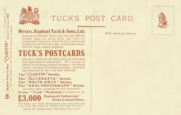Framed Print : The reverse of a Raphael Tuck & Sons postcard Framed Print : The reverse of a Raphael Tuck & Sons postcard