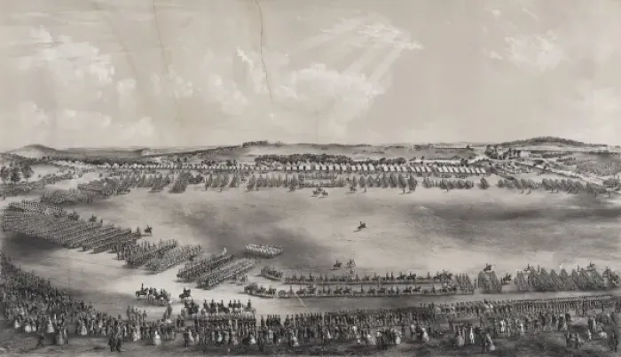 Framed Print : Review of the Mass. volunteer militia, at Concord, Sept. 9 Framed Print : Review of the Mass. volunteer militia, at Concord, Sept. 9