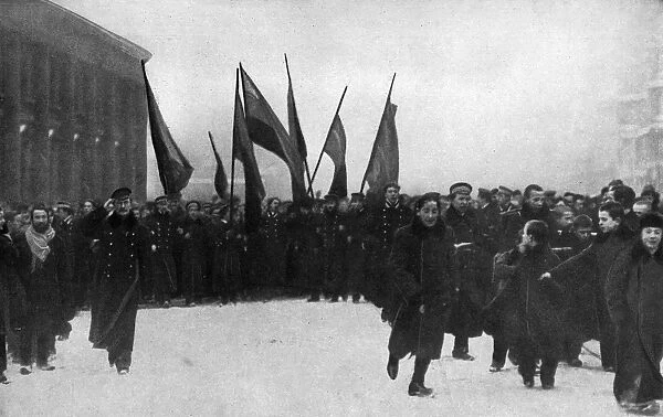 Revolutionists marching, Petrograd, Russia