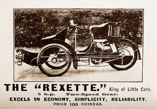 Rexette veteran car advertisement, early 1900s