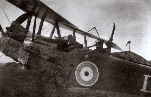 RFC crewmen in plane, Clairmarais, Northern France, WW1