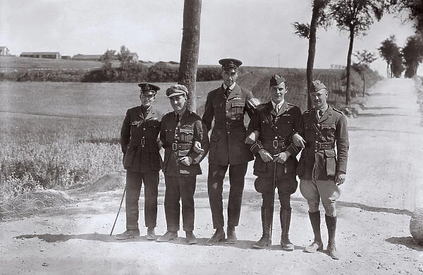 RFC crewmen, Villeselve, Northern France, WW1