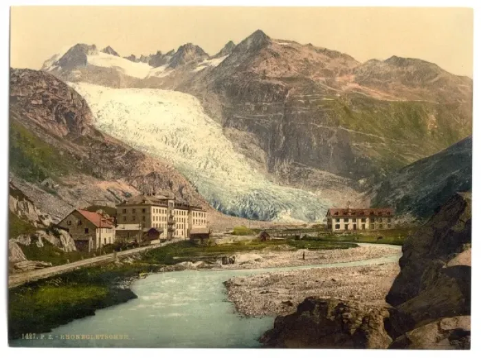 Framed Print : The Rhone Glacier, Glacier Hotel and Furka Road, Valais, Alp Framed Print : The Rhone Glacier, Glacier Hotel and Furka Road, Valais, Alp